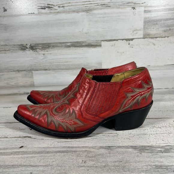 Corral Red Leather Ankle Boots - Picture 2 of 7